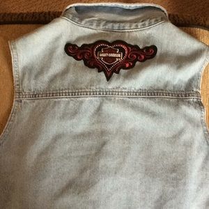 Denim vest with Harley Davidson patch on back